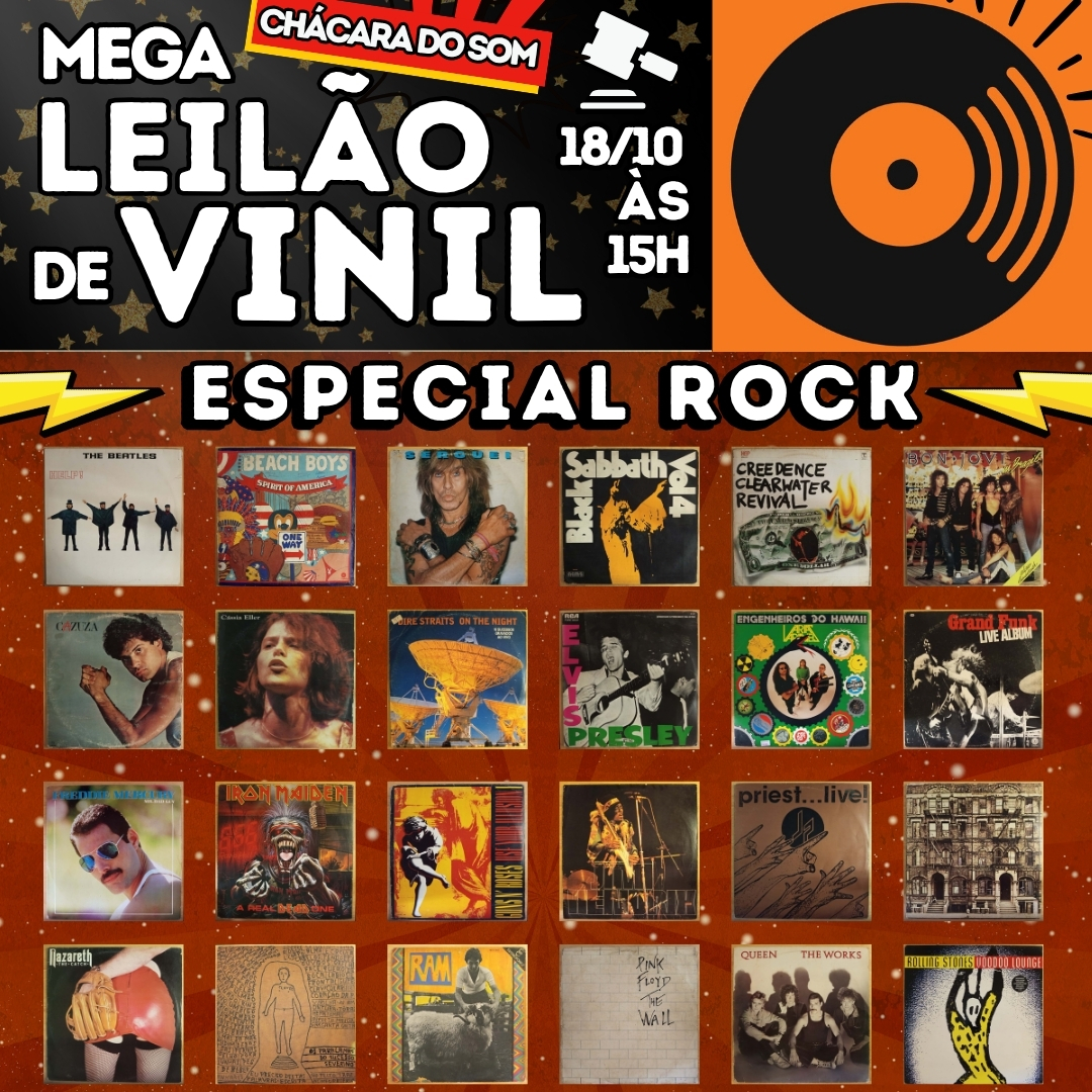Leia mais sobre o artigo Está no Ar: Mega Leilão de Vinil – Especial Rock 🎸🔥